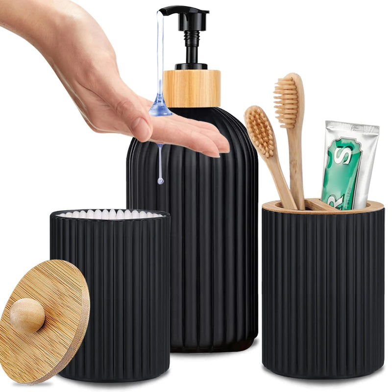 Jogo De Peças Para Banheiro Premium Bambu Sofisticado